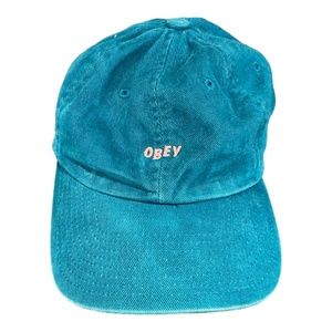 Obey pink teal blue adjustable cap.